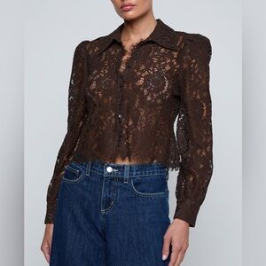 NEW: L’AGENCE ANITA LACE BLOUSE BROWN - US SMALL